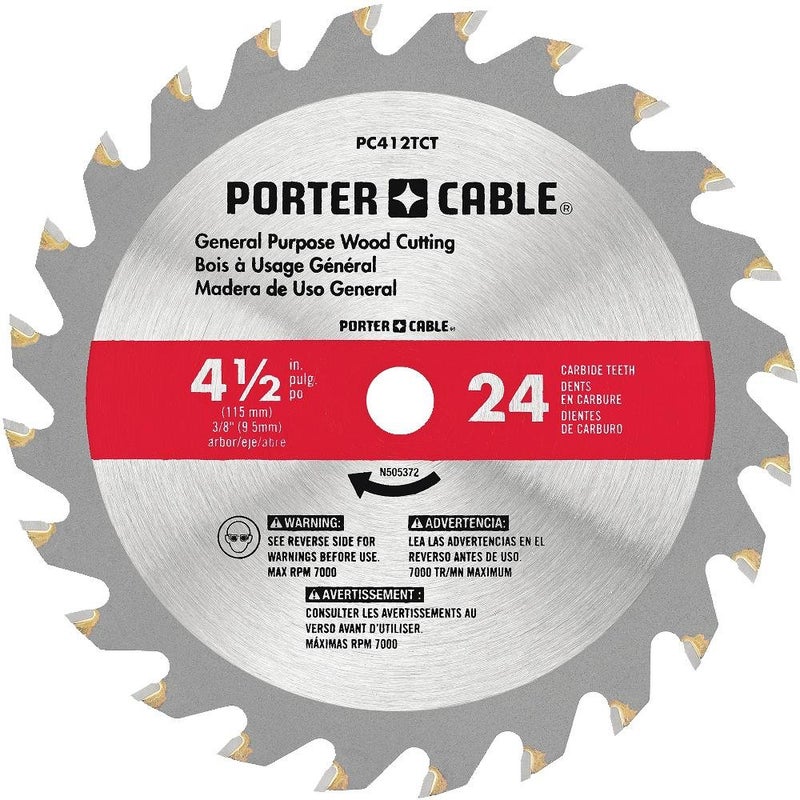 PORTER CABLE PORTER-CABLE PC412TCT 4-1/2" 24T TCT Saw Blade - Image 1